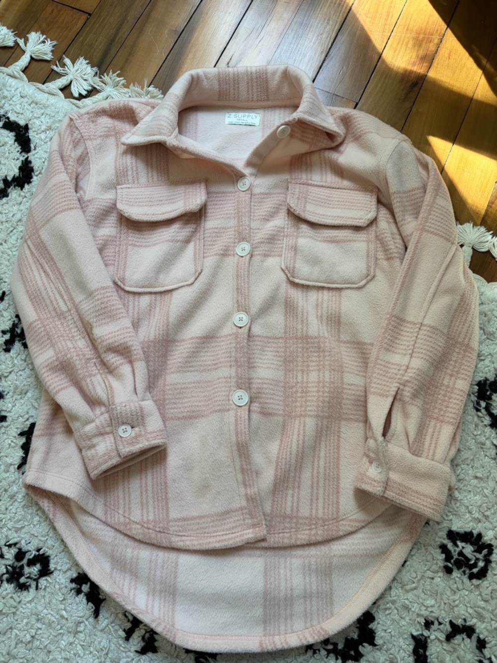 Z Supply Blush Plaid Button-Down Shacket